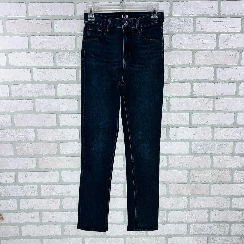 PAIGE Sarah Slim High Rise Straight Leg Jeans in Black Willow Wash Size 25